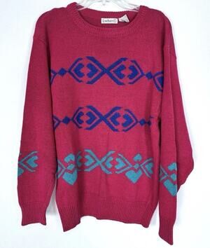 Vintage Cacharel Sweater Men’s Small Grandpacore Pink Knit 80s Retro Eclectic